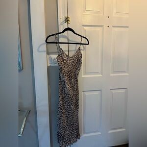 Leopard Print Slip Dress with Cute Side Slits
